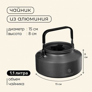 Набор туристической посуды maclay: кастрюля, сковородка, чайник, 2 стакана, приборы, карабин
