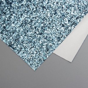 Лист для творчества искусственная кожа «Крупные блёстки», светло-голубой лист 33x20 см, толщина 0.84 мм