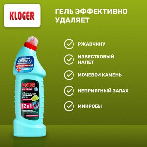 Чистящий гель для сантехники Kloger Chlorum 12 в 1 с ароматом лайма 750мл