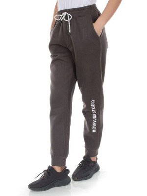 M053 DK. GRAY Брюки спортивные утепленные женские (85% хлопок, 10% полиэстер, 5% спандекс)
