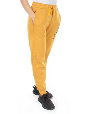 5671 YELLOW Брюки спортивные женские с начесом (50% хлопок, 50% полиэстер)