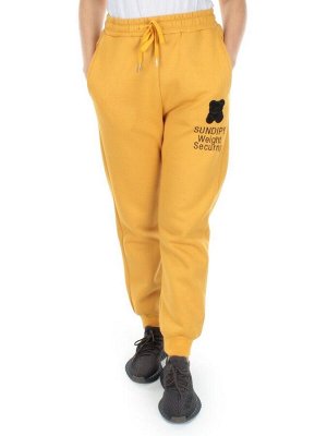 5671 YELLOW Брюки спортивные женские с начесом (50% хлопок, 50% полиэстер)