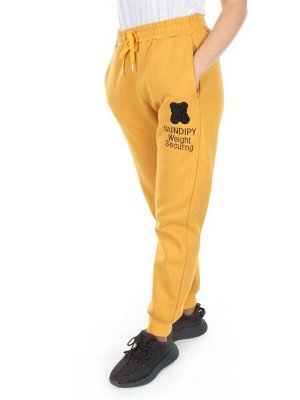 5671 YELLOW Брюки спортивные женские с начесом (50% хлопок, 50% полиэстер)