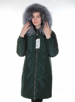 V-1032 EMERALD Пальто женское с натуральным мехом Vomilov