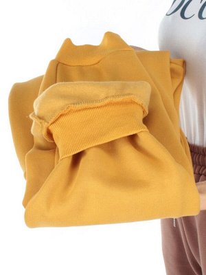 5671 YELLOW Брюки спортивные женские с начесом (50% хлопок, 50% полиэстер)