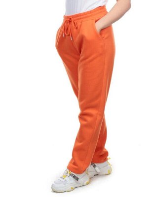 M055 ORANGE Брюки спортивные женские на флисе (100% хлопок) 7986