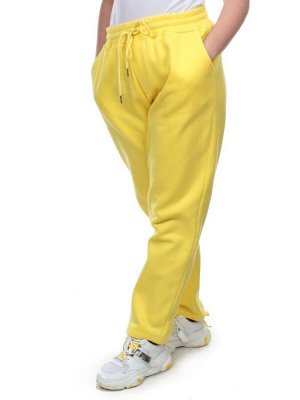 M055 YELLOW Брюки спортивные женские на флисе (100% хлопок) 7986