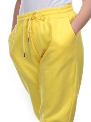 M055 YELLOW Брюки спортивные женские на флисе (100% хлопок) 7986
