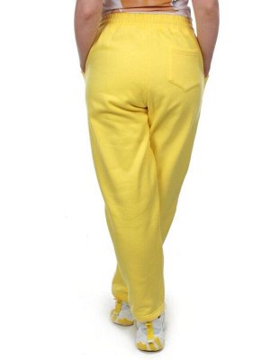 M055 YELLOW Брюки спортивные женские на флисе (100% хлопок) 7986