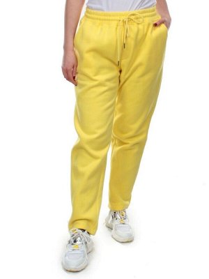 M055 YELLOW Брюки спортивные женские на флисе (100% хлопок) 7986