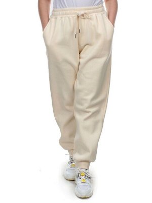 M075 BEIGE Брюки спортивные женские на флисе (100% хлопок) 7986
