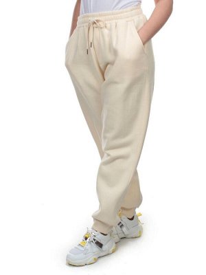 M075 BEIGE Брюки спортивные женские на флисе (100% хлопок) 7986