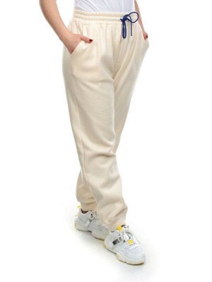 M073 BEIGE Брюки спортивные женские на флисе (85% хлопок, 10% полиэстер, 5% спандекс) 7986