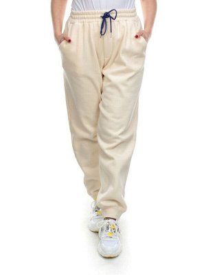M073 BEIGE Брюки спортивные женские на флисе (85% хлопок, 10% полиэстер, 5% спандекс) 7986