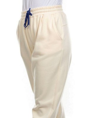 M073 BEIGE Брюки спортивные женские на флисе (85% хлопок, 10% полиэстер, 5% спандекс) 7986