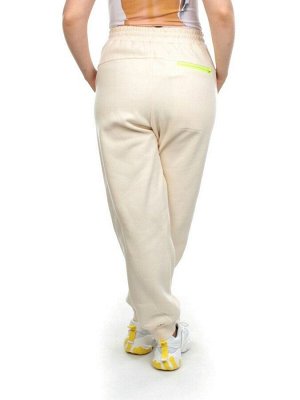 M073 BEIGE Брюки спортивные женские на флисе (85% хлопок, 10% полиэстер, 5% спандекс) 7986