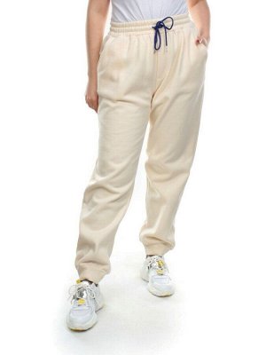 M073 BEIGE Брюки спортивные женские на флисе (85% хлопок, 10% полиэстер, 5% спандекс) 7986