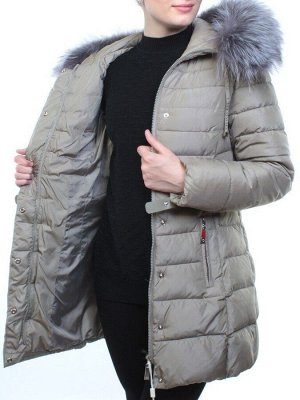 8158 Пальто зимнее женское (холлофайбер, натуральный мех чернобурки)