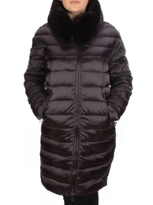 815-E09 BLACK Пальто зимнее женское VISDEER (200 гр. тинсулейт)