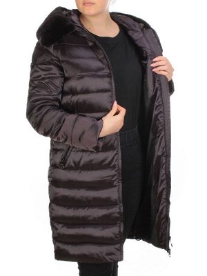 815-E09 BLACK Пальто зимнее женское VISDEER (200 гр. тинсулейт)