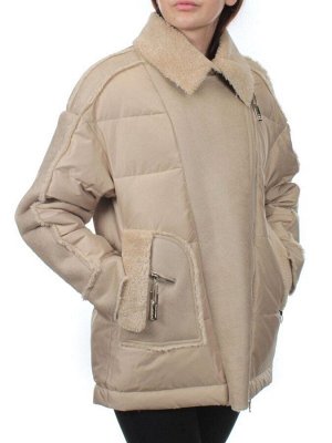 902 BEIGE Куртка зимняя облегченная женская (холлоффайбер 150 гр., искусственная дубленка)