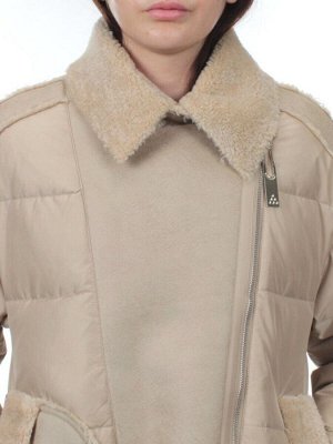 902 BEIGE Куртка зимняя облегченная женская (холлоффайбер 150 гр., искусственная дубленка)