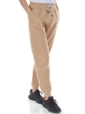 M053 BEIGE Брюки спортивные утепленные женские (85% хлопок, 10% полиэстер, 5% спандекс)