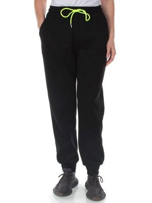 M073 BLACK Брюки спортивные утепленные женские (85% хлопок, 10% полиэстер, 5% спандекс)