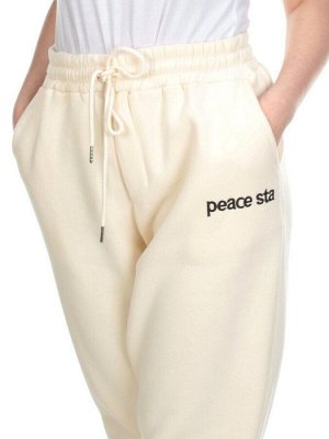 M071 BEIGE Брюки спортивные женские на флисе (100% хлопок) 7986