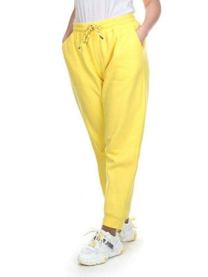M047 YELLOW Брюки спортивные женские на флисе (100% хлопок) 7986
