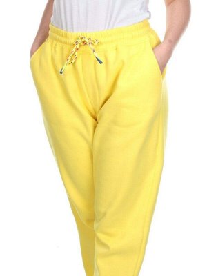 M047 YELLOW Брюки спортивные женские на флисе (100% хлопок) 7986