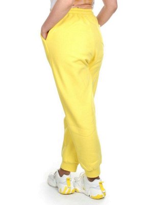 M047 YELLOW Брюки спортивные женские на флисе (100% хлопок) 7986