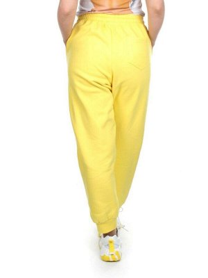 M047 YELLOW Брюки спортивные женские на флисе (100% хлопок) 7986