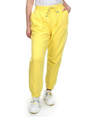 M047 YELLOW Брюки спортивные женские на флисе (100% хлопок) 7986