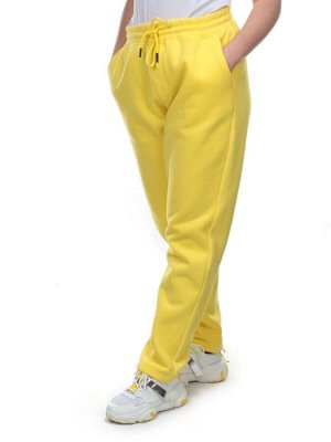 M045 YELLOW Брюки спортивные женские на флисе (100% хлопок) 7986