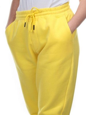 M045 YELLOW Брюки спортивные женские на флисе (100% хлопок) 7986