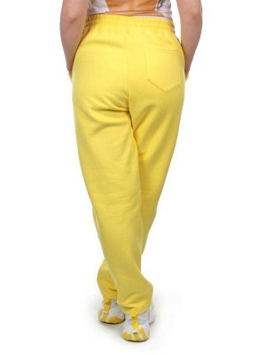 M045 YELLOW Брюки спортивные женские на флисе (100% хлопок) 7986