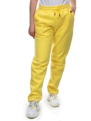 M045 YELLOW Брюки спортивные женские на флисе (100% хлопок) 7986