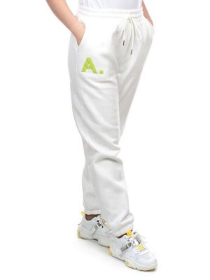 M041 WHITE Брюки спортивные женские на флисе (100% хлопок) 7986