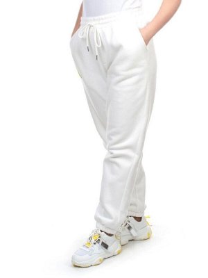 M041 WHITE Брюки спортивные женские на флисе (100% хлопок) 7986