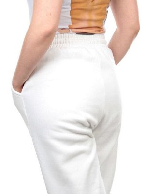 M041 WHITE Брюки спортивные женские на флисе (100% хлопок) 7986