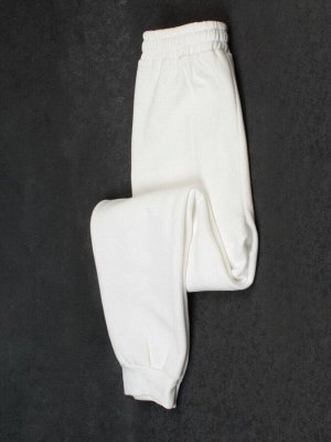 M041 WHITE Брюки спортивные женские на флисе (100% хлопок) 7986