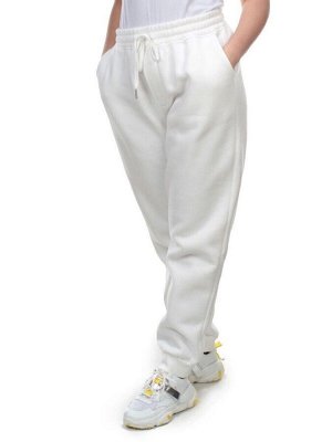 M049 WHITE Брюки спортивные женские на флисе (100% хлопок) 7986
