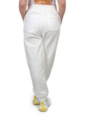 M049 WHITE Брюки спортивные женские на флисе (100% хлопок) 7986