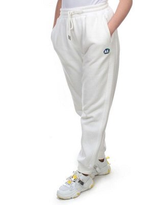 M043 WHITE Брюки спортивные женские на флисе (100% хлопок) 7986