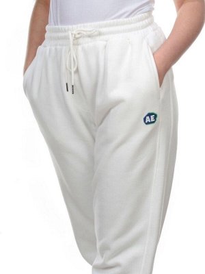 M043 WHITE Брюки спортивные женские на флисе (100% хлопок) 7986