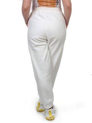 M043 WHITE Брюки спортивные женские на флисе (100% хлопок) 7986
