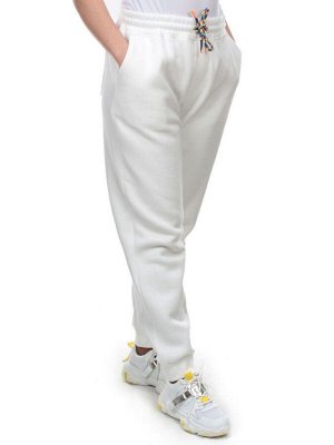 M047 WHITE Брюки спортивные женские на флисе (100% хлопок) 7986