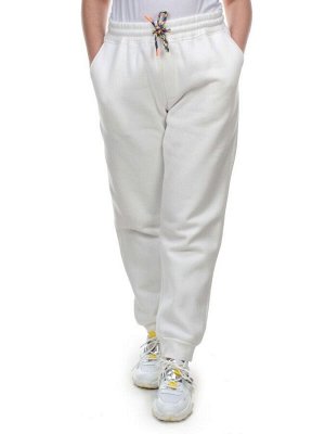 M047 WHITE Брюки спортивные женские на флисе (100% хлопок) 7986