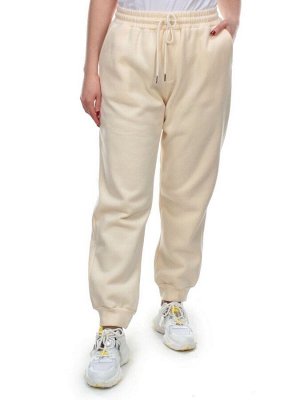 M035 BEIGE Брюки спортивные женские на флисе (100% хлопок) 7986